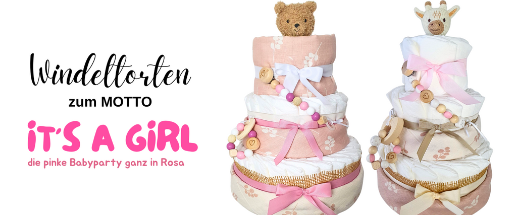 Windeltorten Mädchen in Rosa für Babyparty