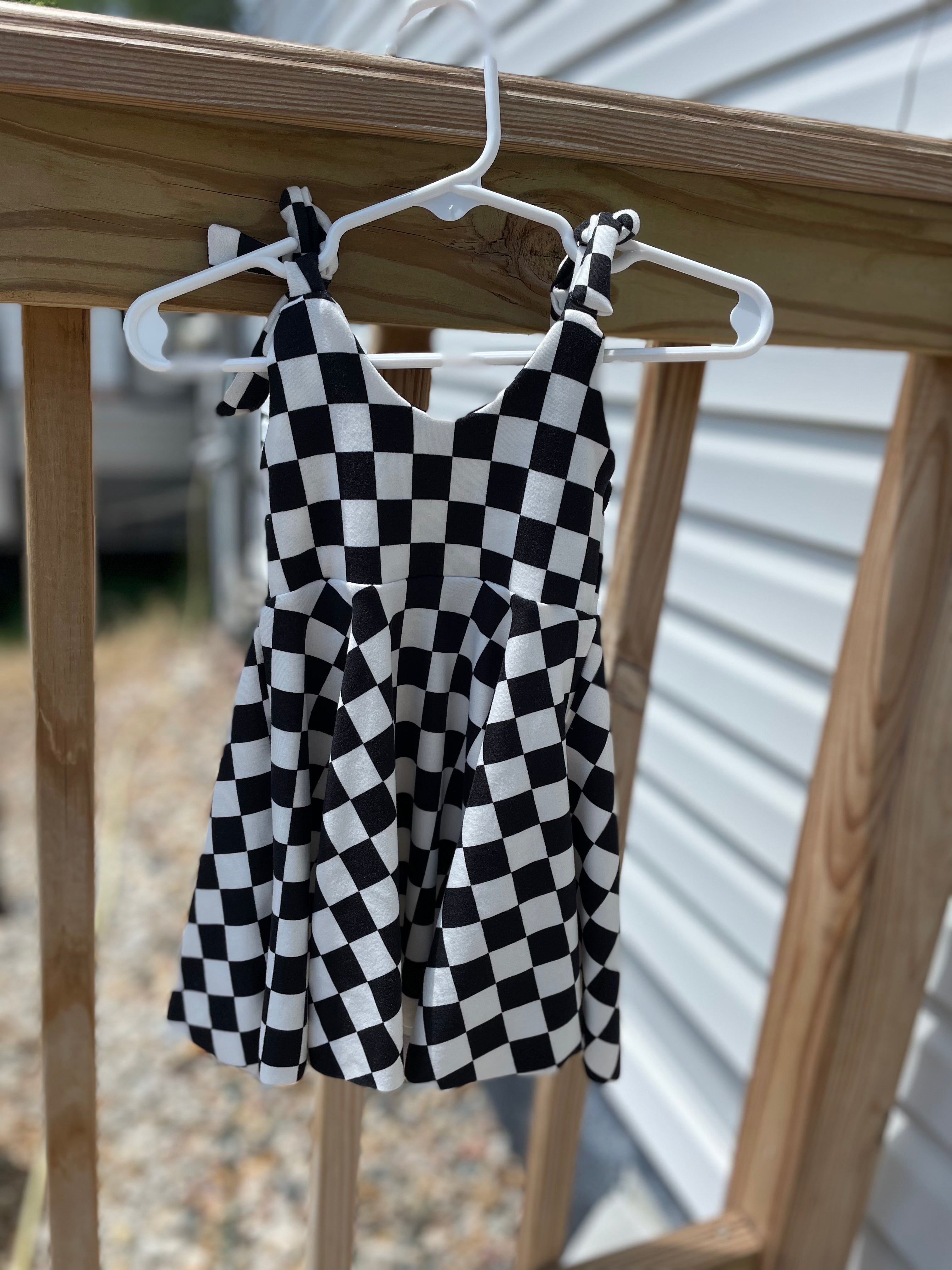 Checkered tie strap dress