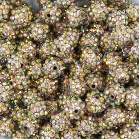 12mm Gold Shimmer Rhinestone AB Bubblegum Beads [10 & 20 Count]
