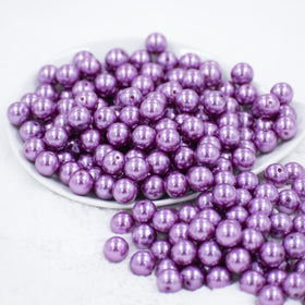 12mm Dark Purple Pearl Acrylic Bubblegum Beads - 20 Count