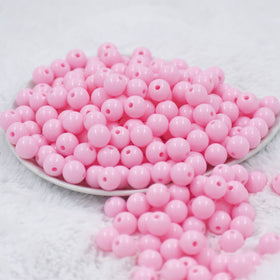 12mm Pink with Glitter Faux Pearl Acrylic Bubblegum Beads - 20 Count