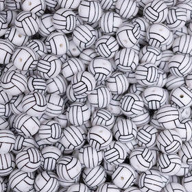 15mm Volleyball Printed Silicone Beads