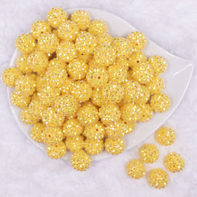 16mm Yellow Rhinestone AB Chunky Bubblegum Jewelry Beads