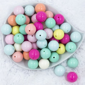 K-538- 20mm Pastel Solids Mixed Bulk Bag 100-105 Count Beads