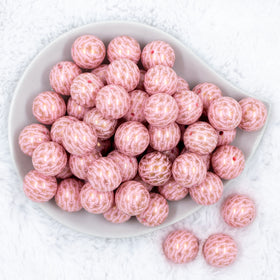 20mm Pink With Gold Spotted Print Acrylic Bubblegum Beads 