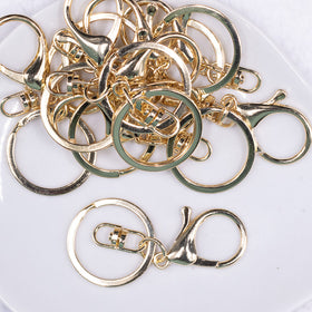 Metal Field U Shape Brass Hook Keychain Clasps with Split Ring + Lobster/Messing Schlüsselanhänger Length 72 / 5pcs