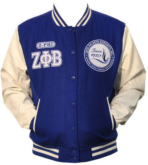 Zeta Phi Beta jacket - varsity style - blue and white – It's A Black ...