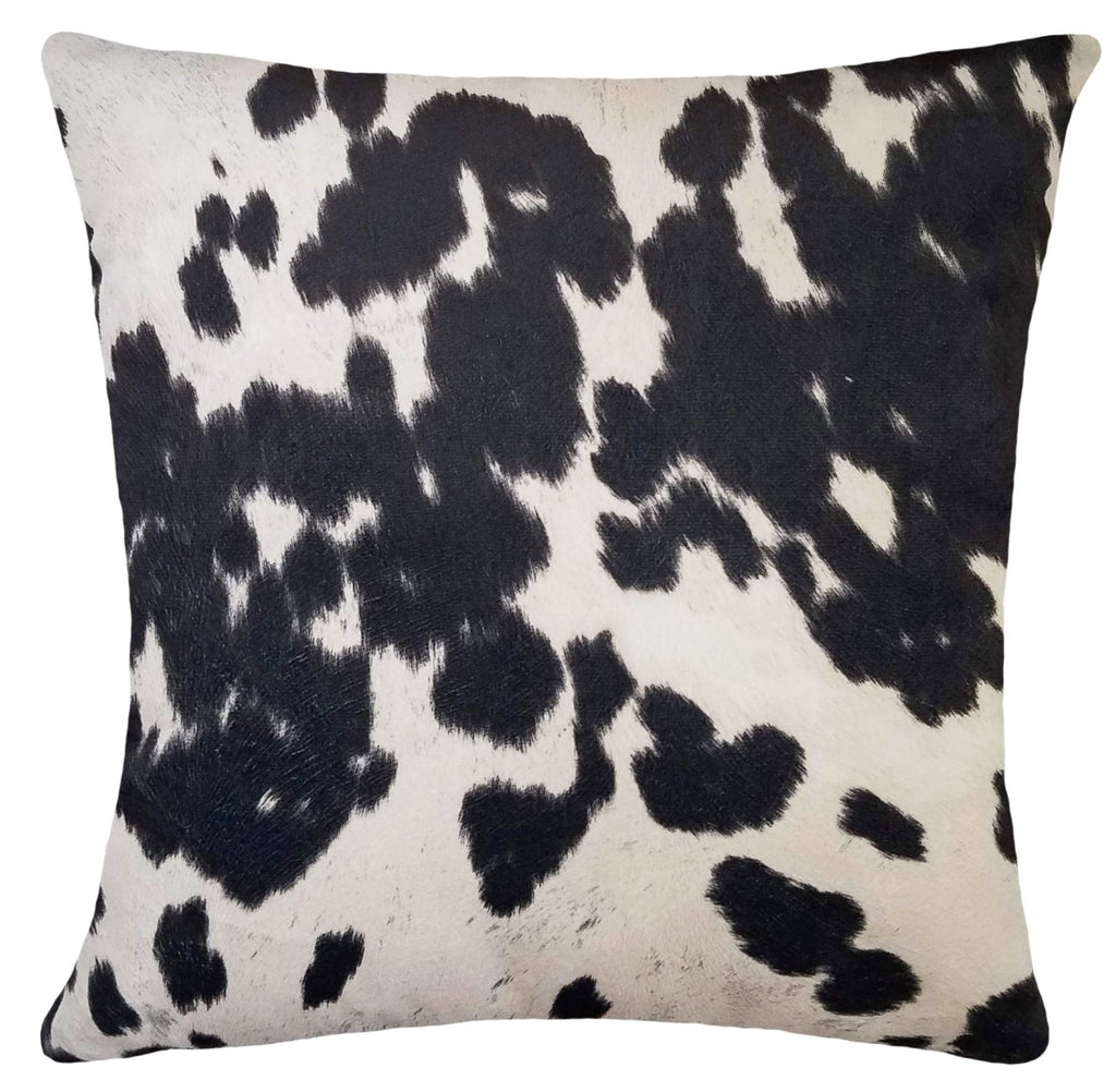 Designer Black Faux Cowhide Pillow Sky Iris