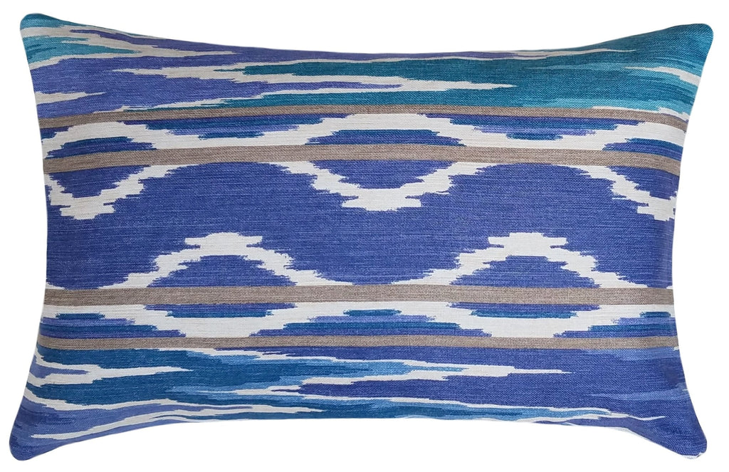 blue ikat lumbar pillow