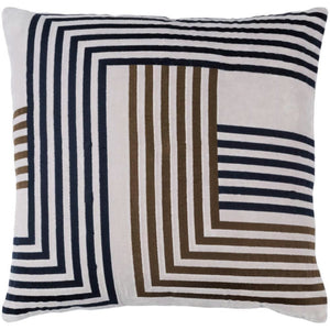 Mezo Navy Blue And Brown Velvet Pillow Elegant Geometric Designs