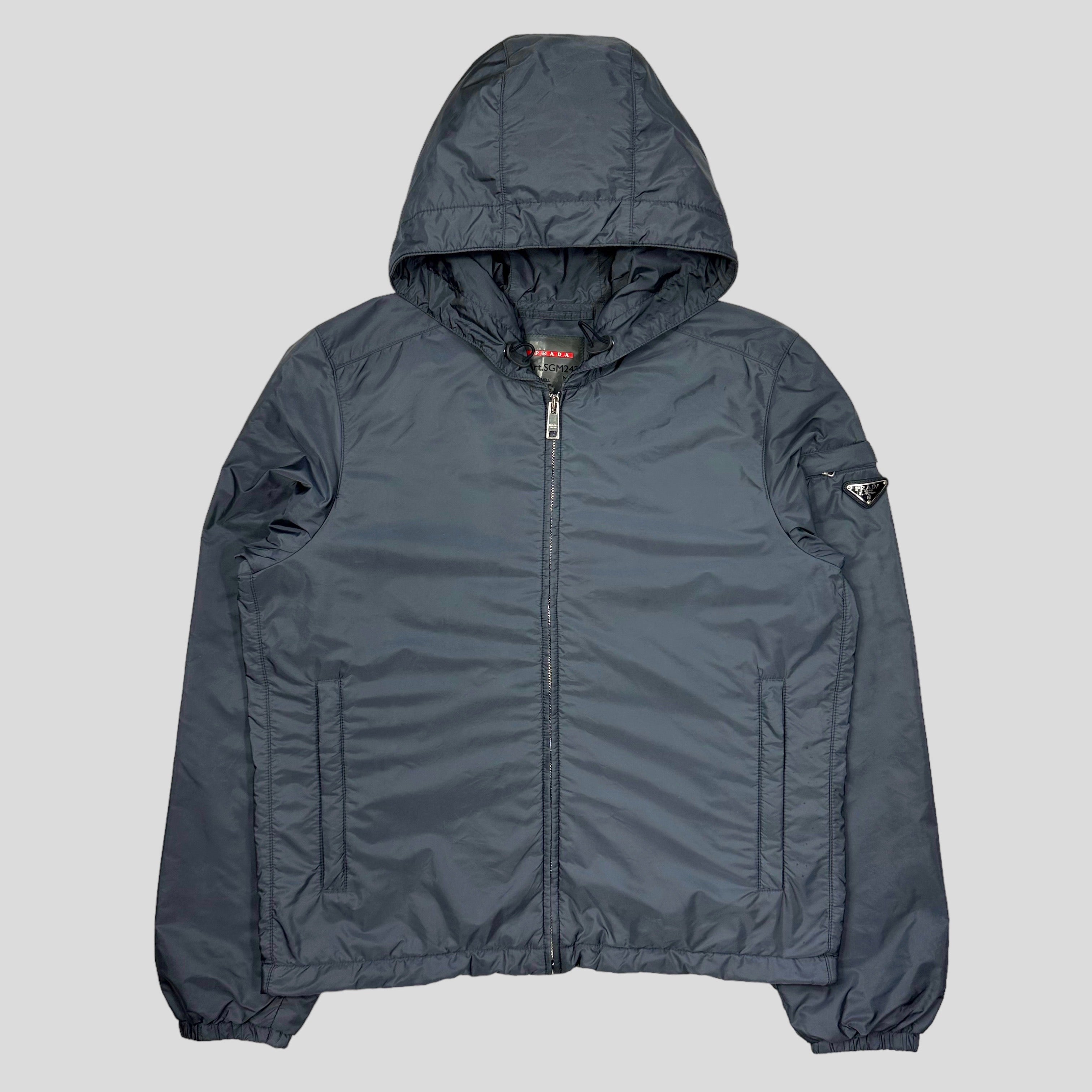 Image of Prada Milano 2014 Smoke Grey Padded Nylon Windbreaker - S/M