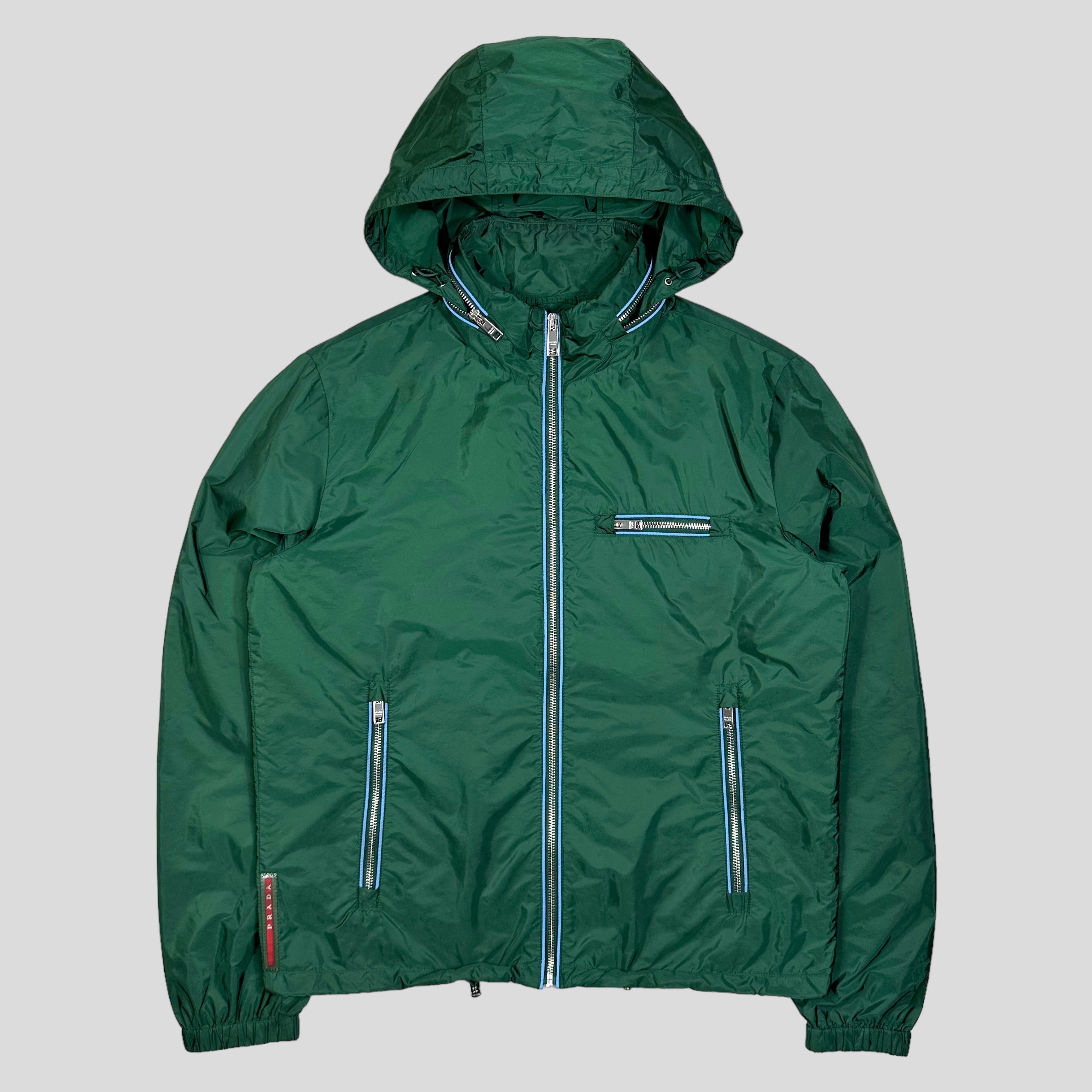 image of Prada Milano 2015 Emerald Contrast Zip Nylon Windbreaker