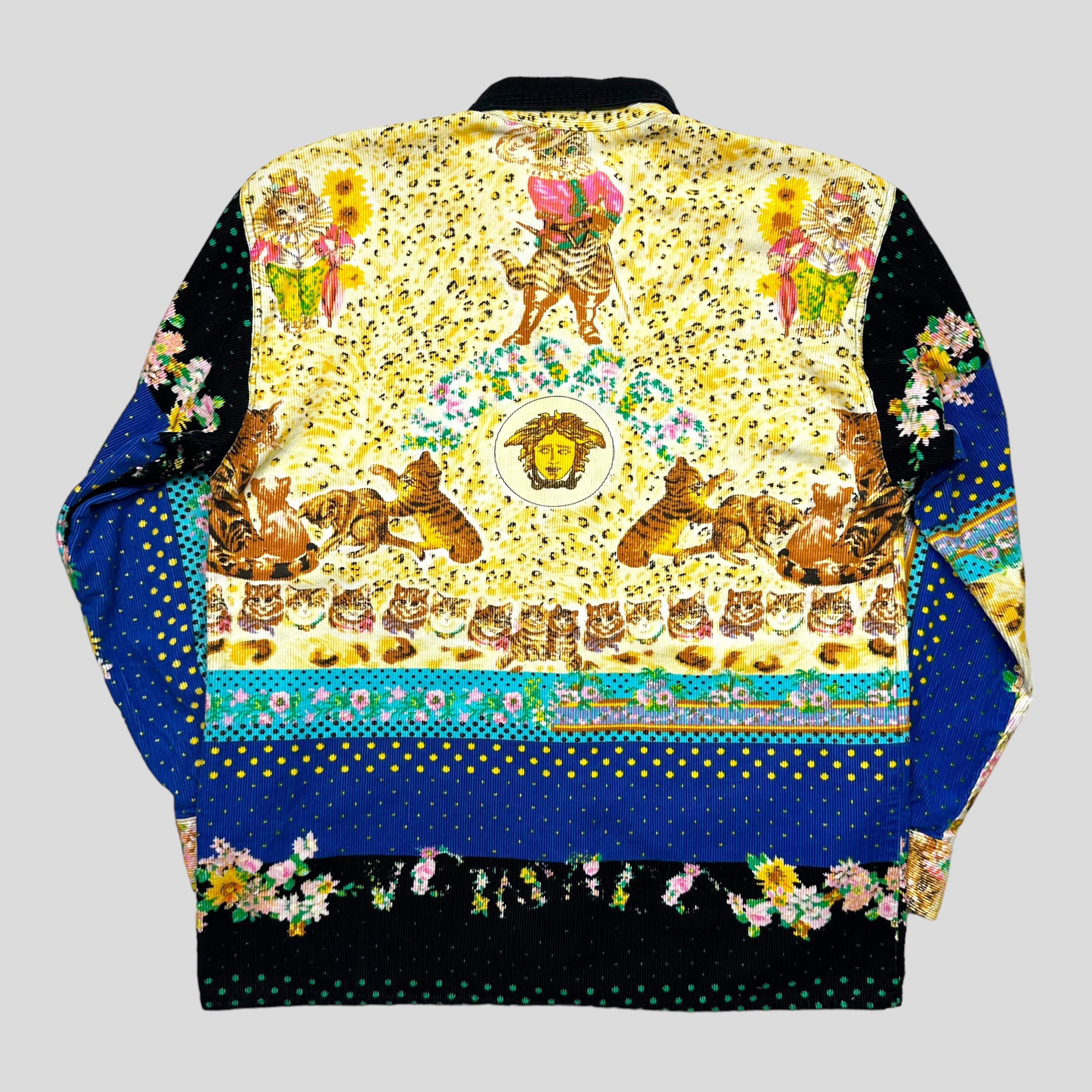 image of Versace VJC 1990’s Cats and Flowers Corduroy Shirt - M