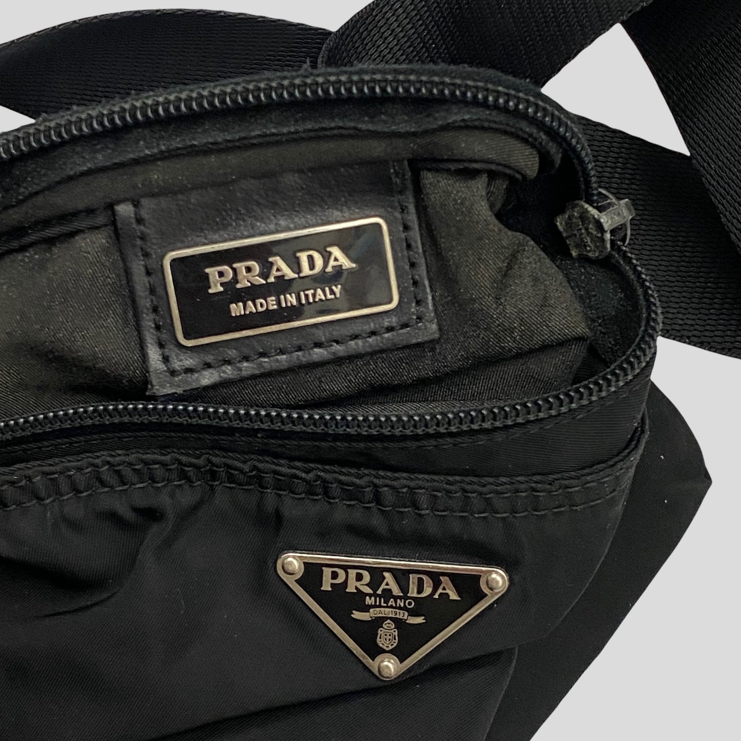 prada milano black crossbody bag