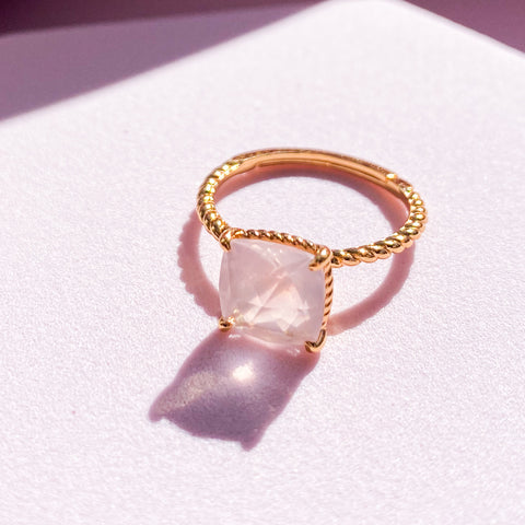 Rose Quartz Gold Ring