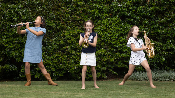 Lyndon Music Students with woodwind and brass instruments