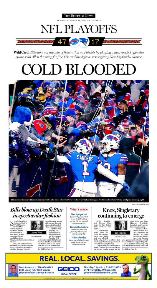 Back To Back - Buffalo News Sports Section Poster, January 10