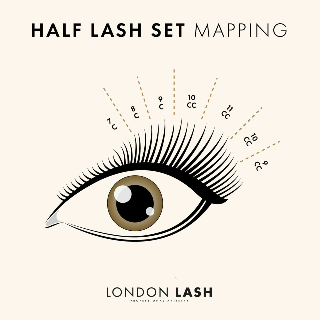 London Lash EU Mapping Guide for Half Set Lashes