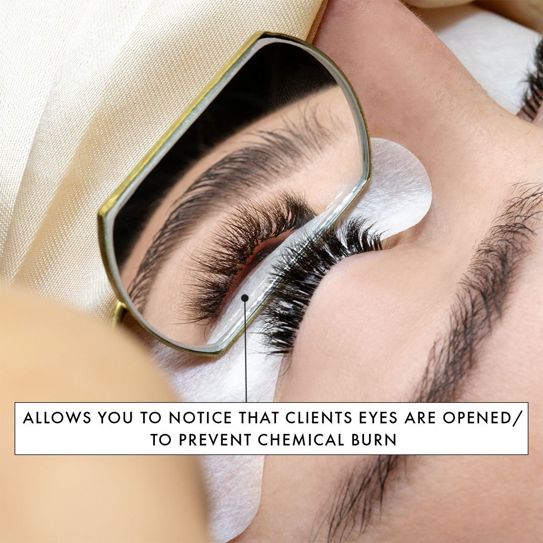 Checking Client Eyes Using Lash Mirror