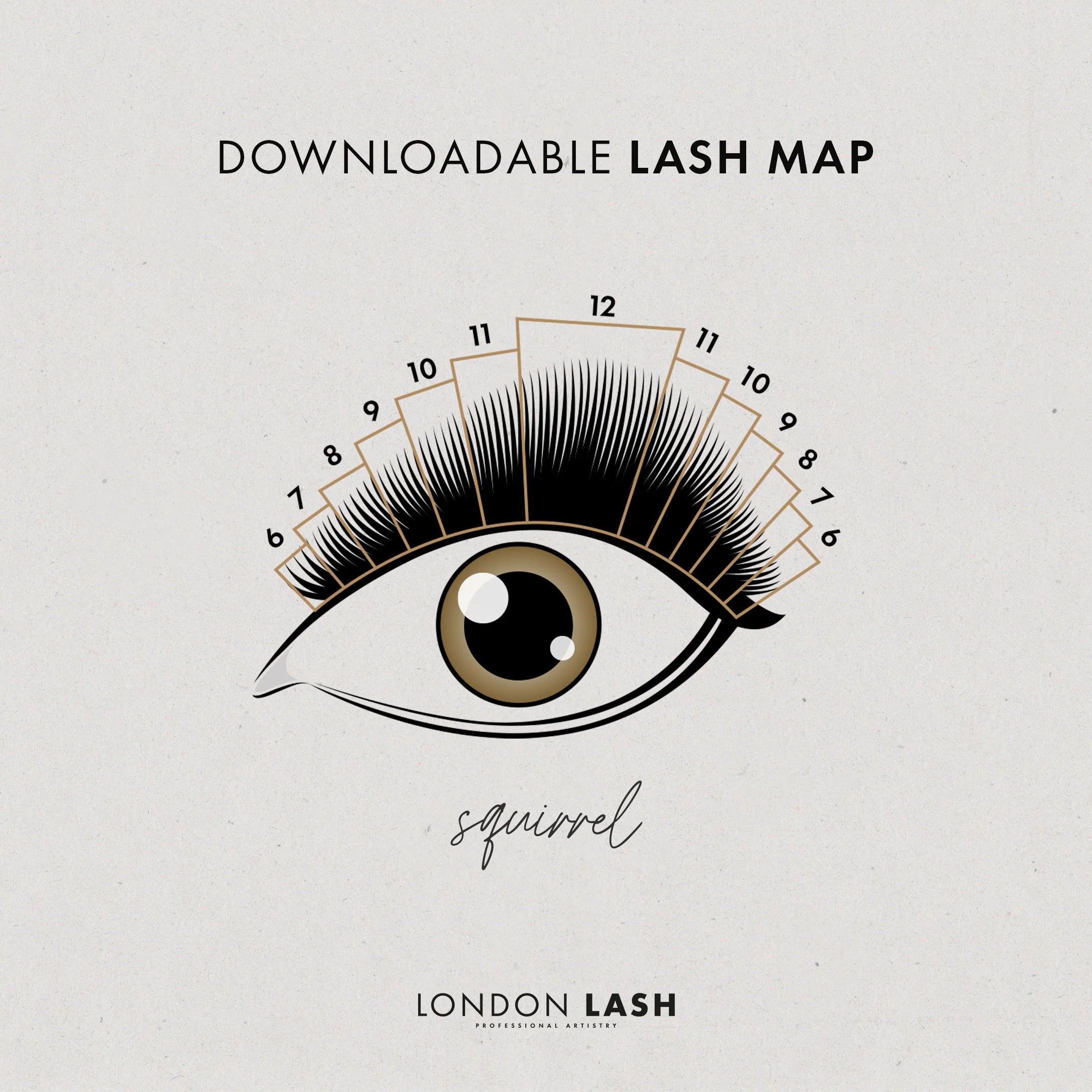 Karte für Wimpernverlängerungen mit Eichhörnchenmotiv von London Lash