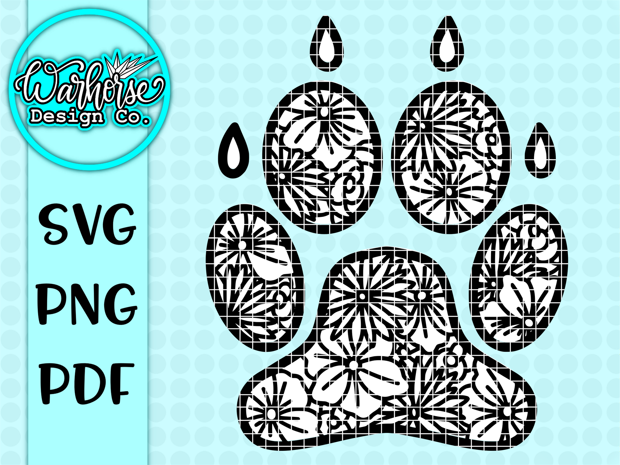Download Dog Paw Floral Mandala Svg Png Pdf Warhorse Design Co