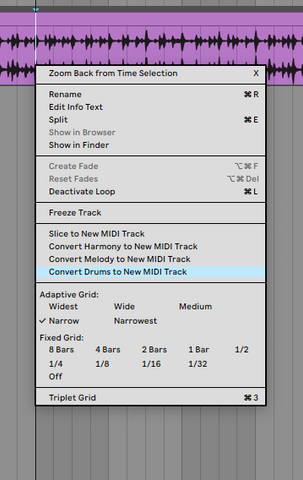 convert drums to midi in Ableton