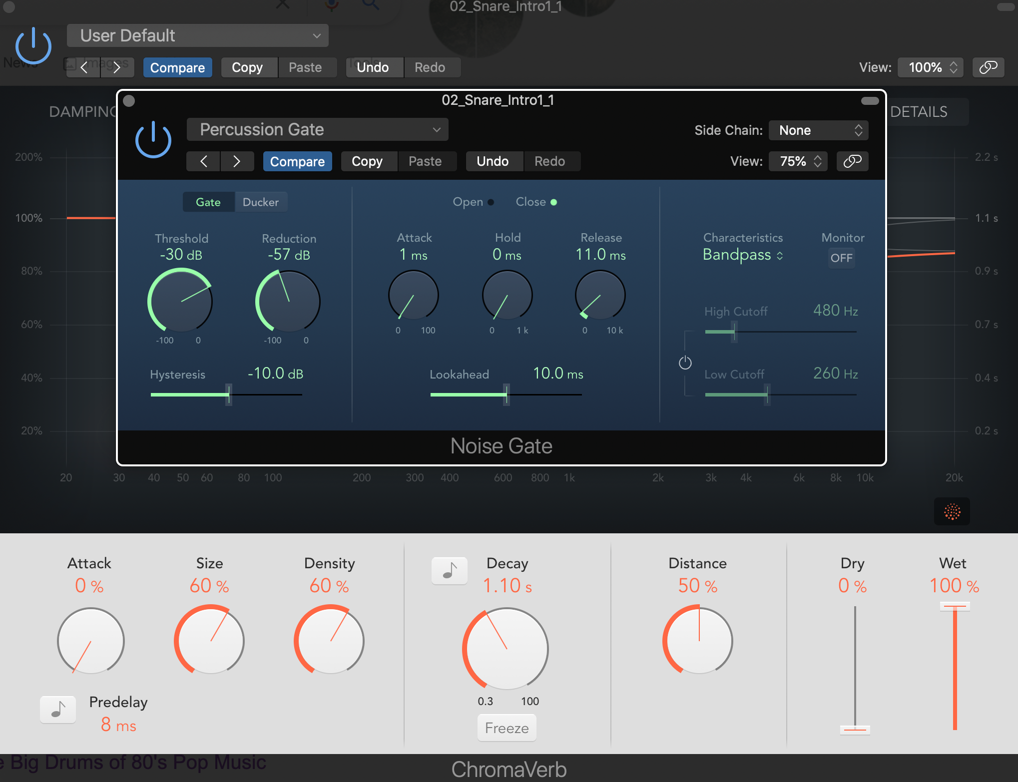 gated reverb settings