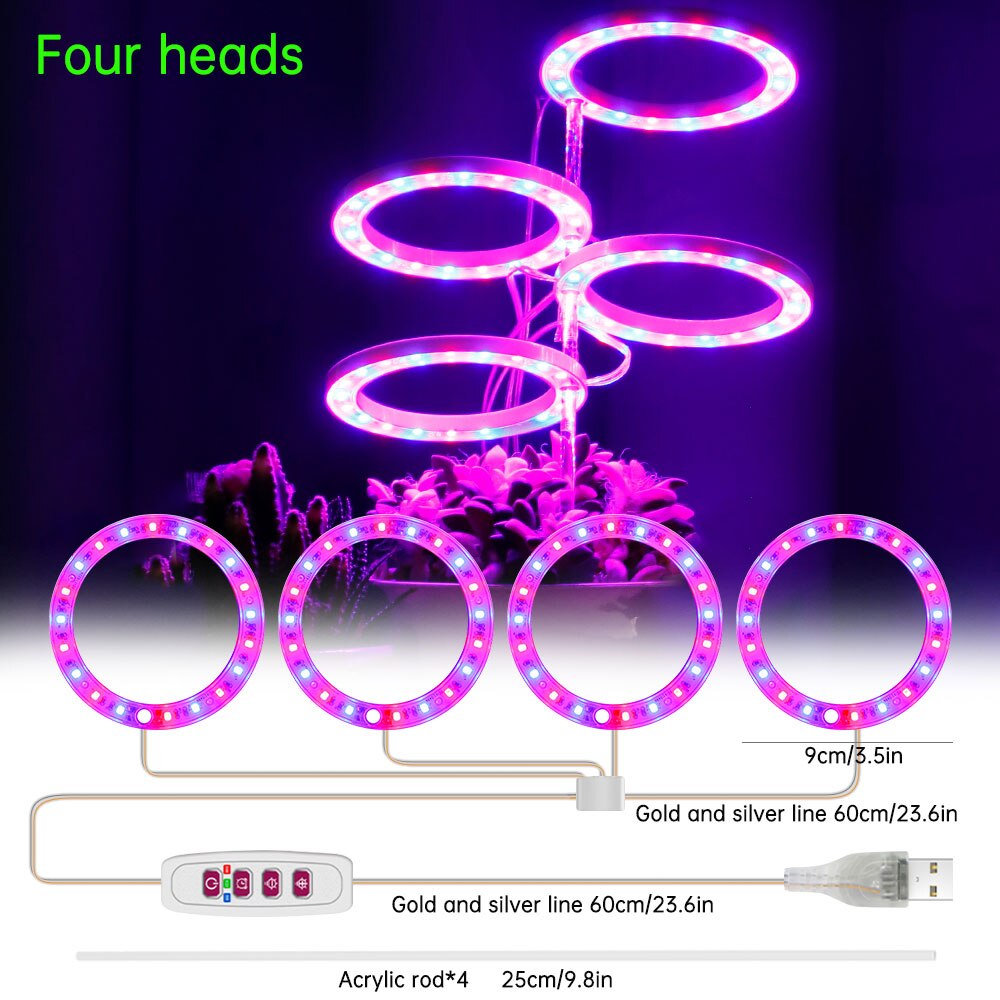 LED Grow Light Full Spectrum Plant Growth Light with Timer USB Growing Lamp