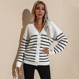 Boho Knit Striped Button Up Cardigan Sweater - 4 Colors