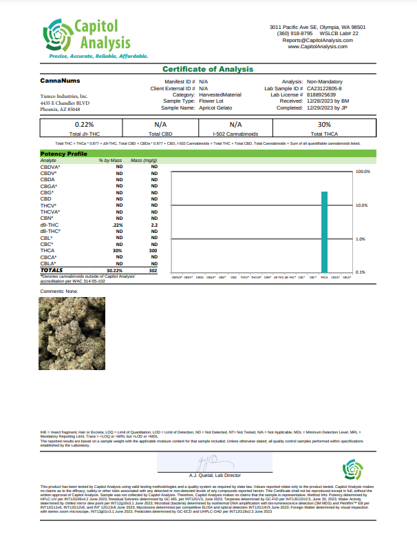 Apricot Gelato THCA Flower Lab Report