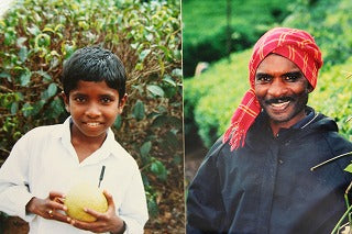 Father and child, looking happy