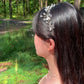 Crystal Silver Long Pearl & Floral Bridal Hair Clip Band