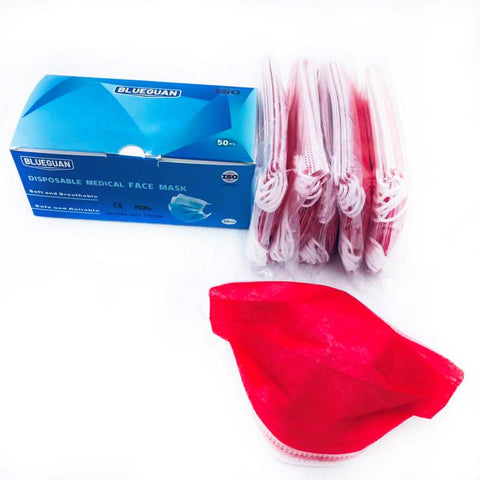 FDA / CE approved Disposable Medical Face Mask, 3 Layers, 50pcs/box, red  www.betterlifemart.com