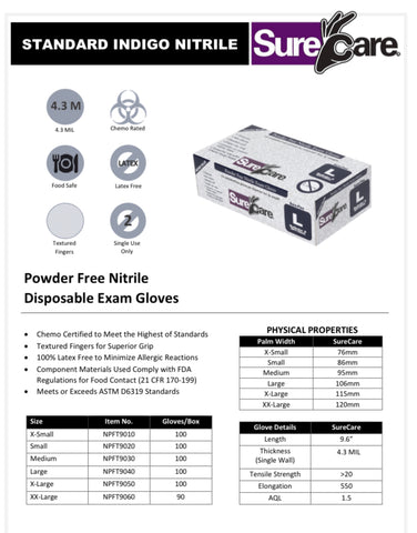 Nitrile Examination Gloves Indigo Blue 4.3 Mil Powder free Case of 1000-Better Life Mart LLC
