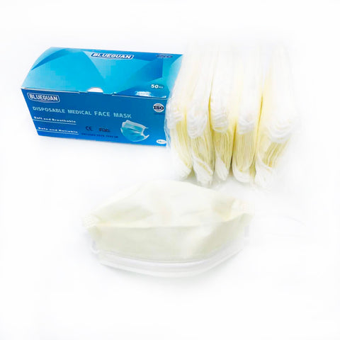 FDA / CE approved Disposable Medical Face Mask, 3 Layers, 50pcs/box, yellow, www.betterlifemart.com