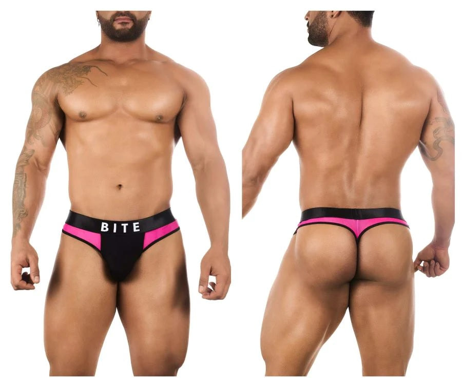 BiteWear BW2023102 Squeeze Papaya Thongs Black Fuchsia Mens Underwear Spangla