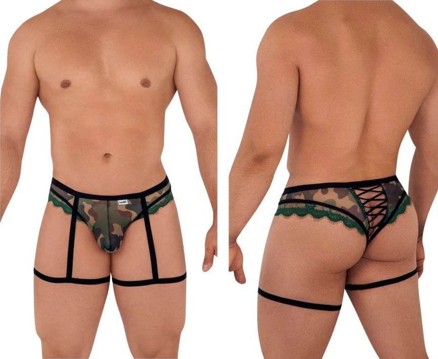 CandyMan 99580 Garter Camo Thongs Green Mens Underwear Johnnies Closet