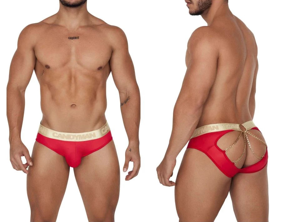 CandyMan 99659 Chain Jock Briefs Red Underwear for Men Johnnies Closet