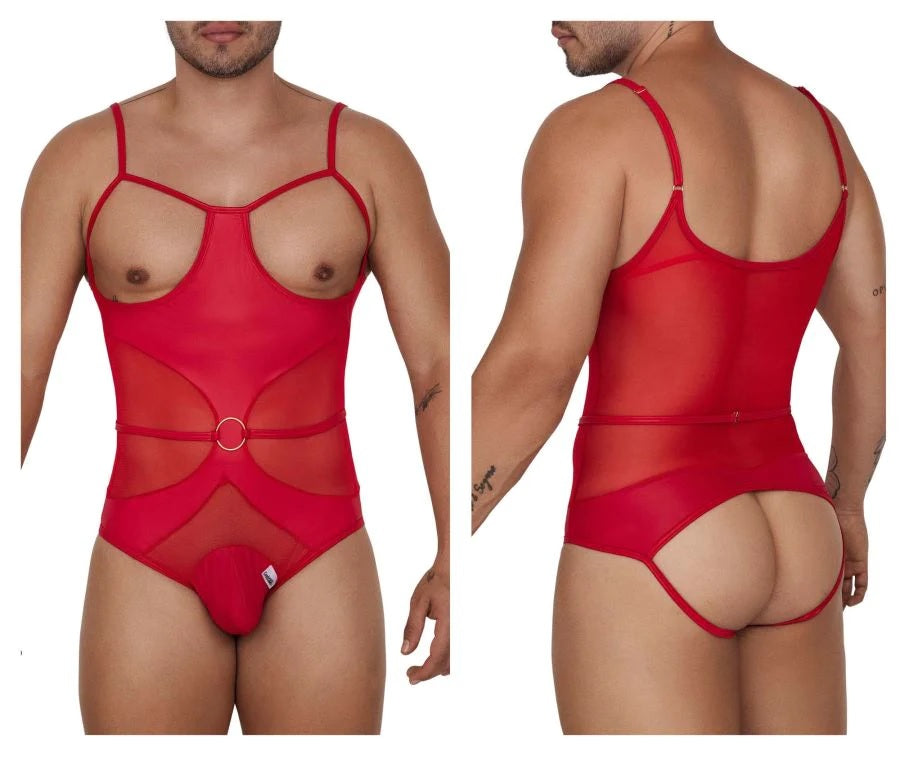 CandyMan 99670 Harness Bodysuit Red Johnnies Closet Mens Underwear
