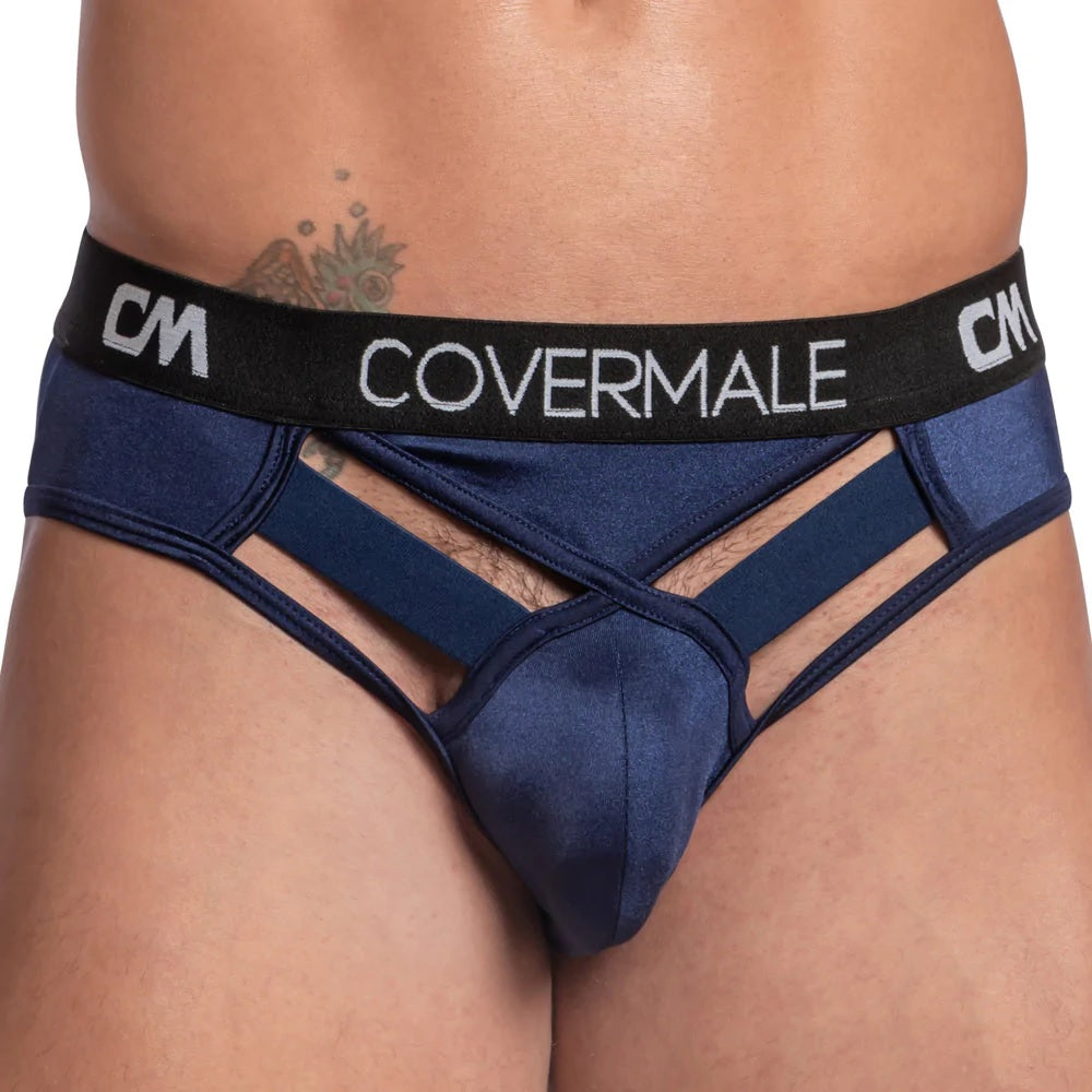Cover Male Wide-Band Visible Bikini Navy Mens Underwear Johnnies Closet