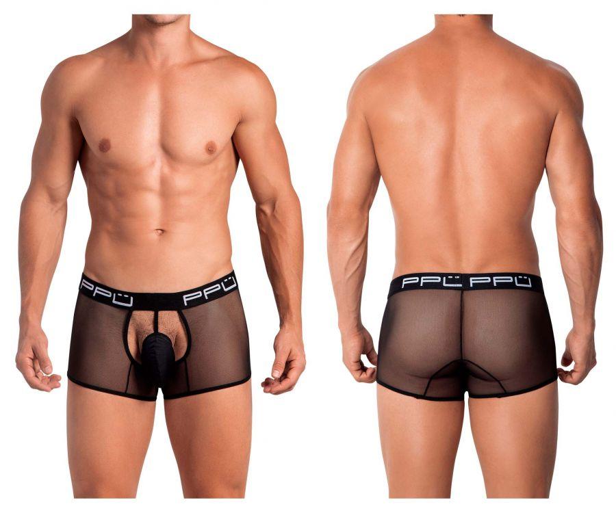 PPU 2108 Floater-Mesh Trunks Black Mens Underwear Johnnies Closet