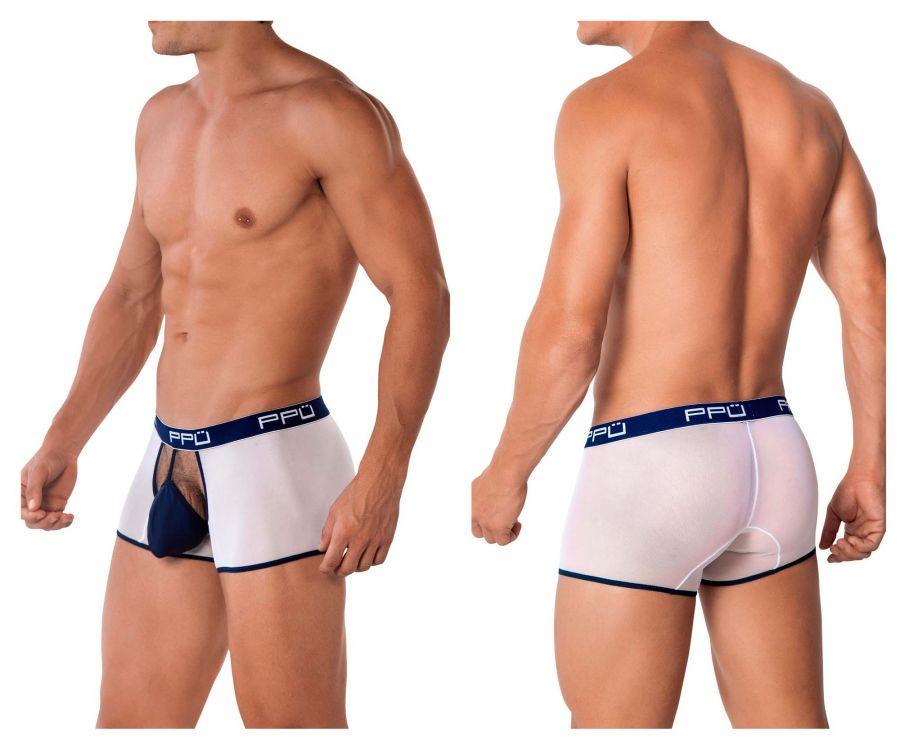 PPU 2108 Floater-Mesh Trunks White Mens Underwear Johnnies Closet
