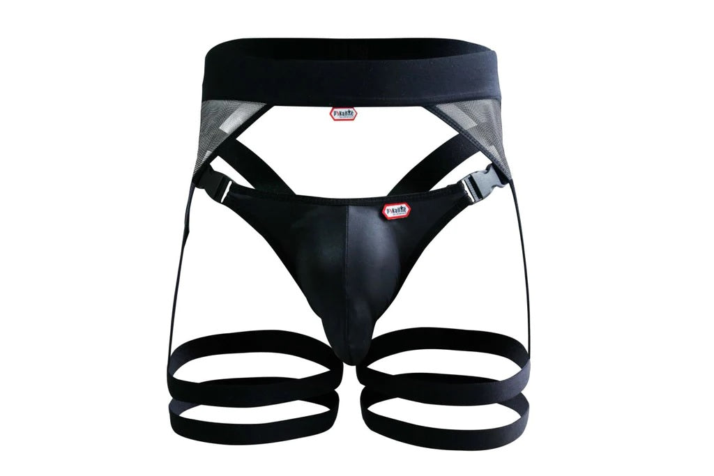 Pikante 1085 Hard Garter Jockstrap Black Mens Underwear Johnnies Closet