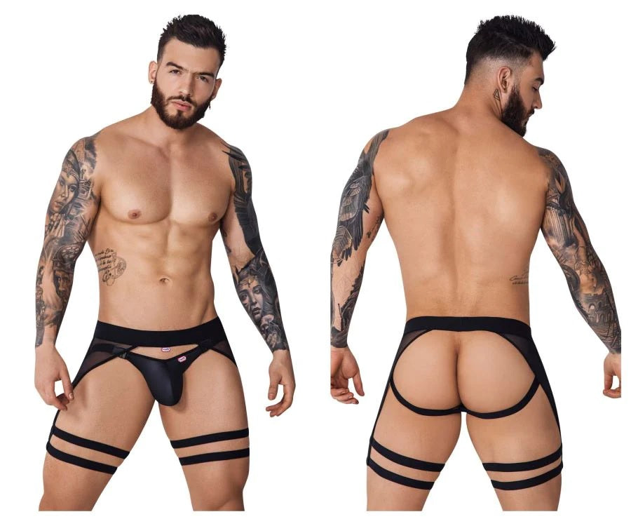 Pikante 1085 Hard Garter Jockstrap Black Mens Underwear Johnnies Closet