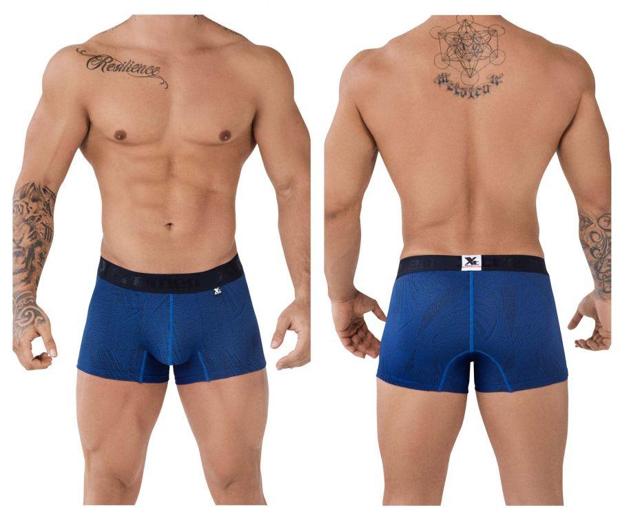 Xtremen 51477C Microfiber Jacquard Trunks Blue Mens Underwear Johnnies Closet