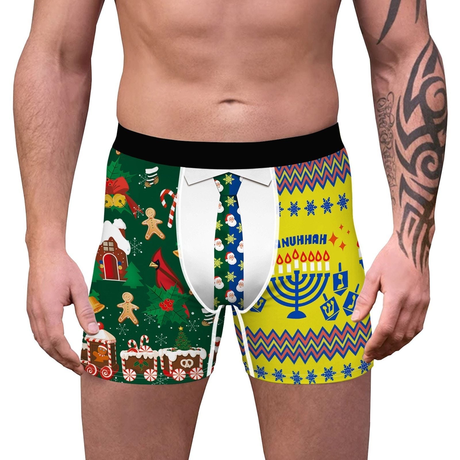 Mens Funny Christmas Boxers Velvet Bulge Pouch Boxer Shorts Lingerie  Underwear