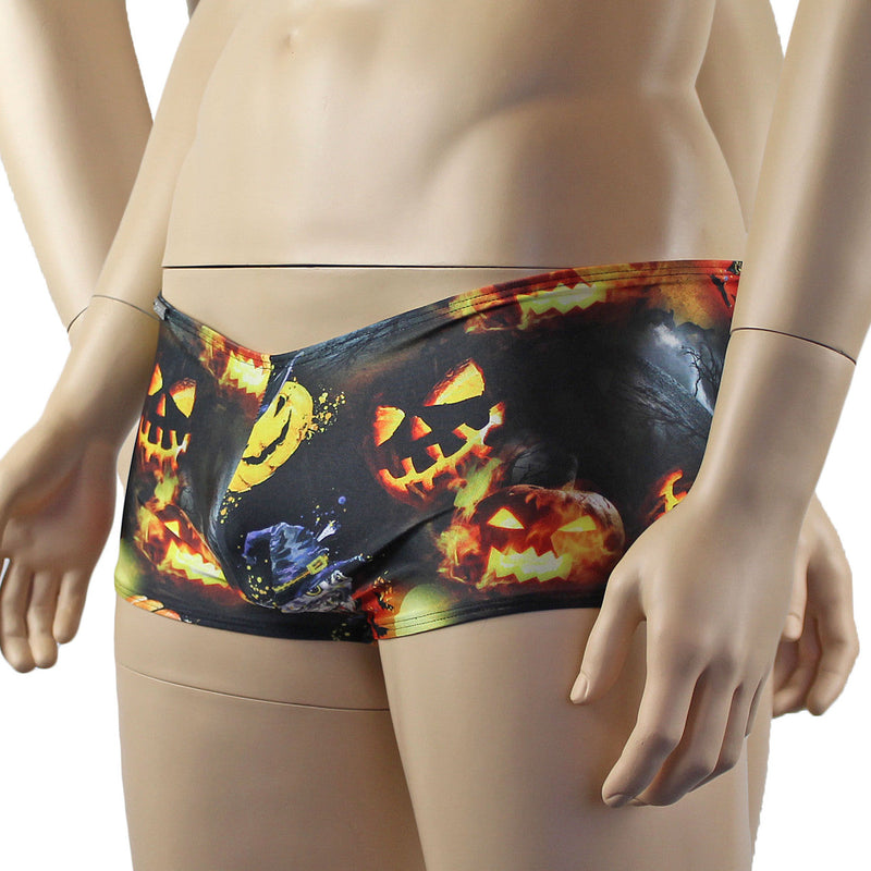 Mens Halloween Fire Breathing Pumpkins and Witches Boxer Shorts