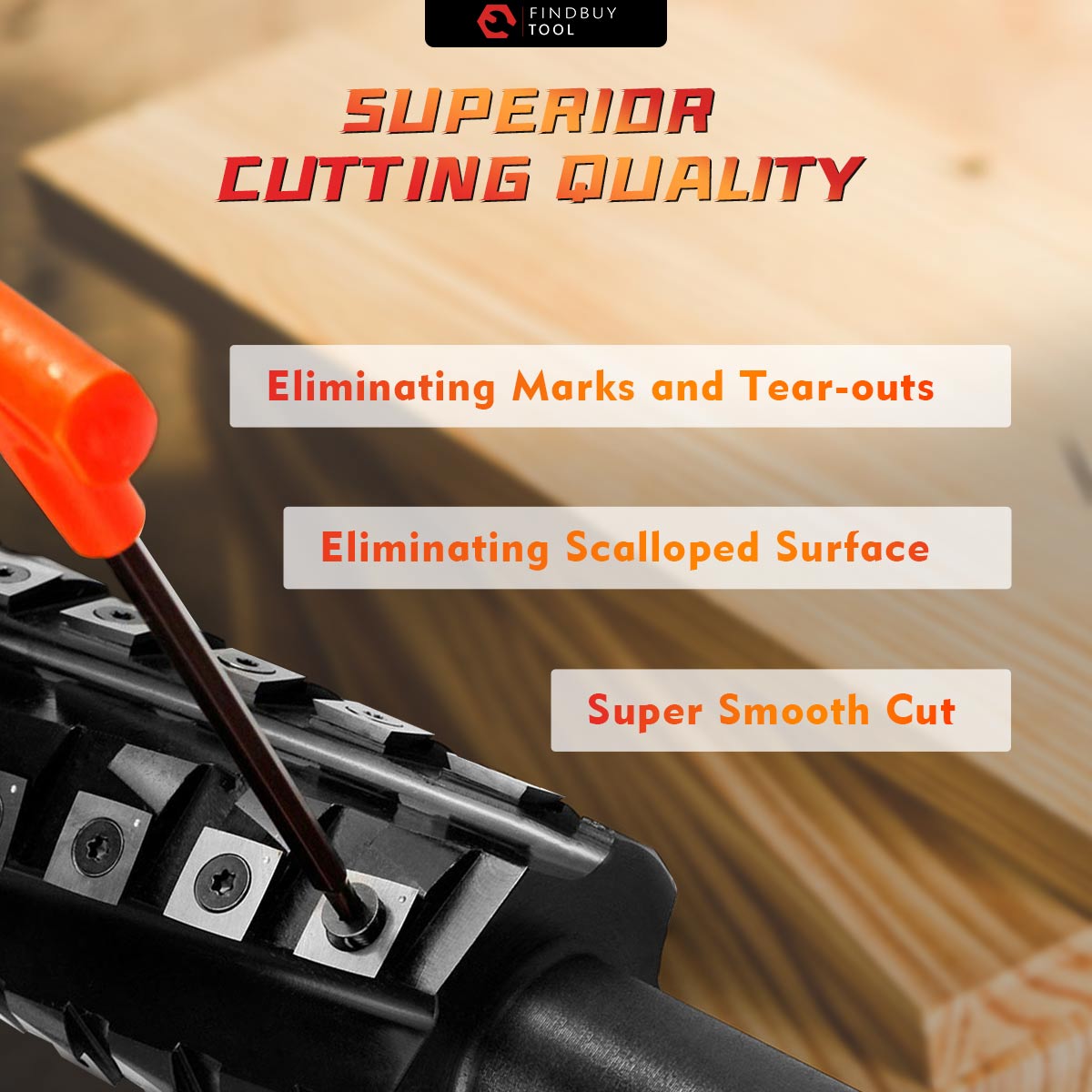 Cabeza de cortador helicoidal para la calidad de corte de cepillador de 15 "