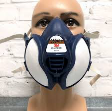 wearing a respirator