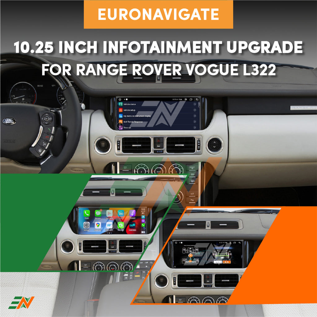 Upgrade your Range Rover Vogue L322 with Euronavigate's 10.25-inch Android Touch Screen